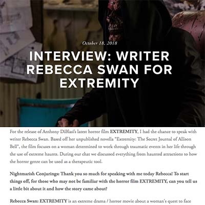 INTERVIEW: WRITER REBECCA SWAN FOR EXTREMITY